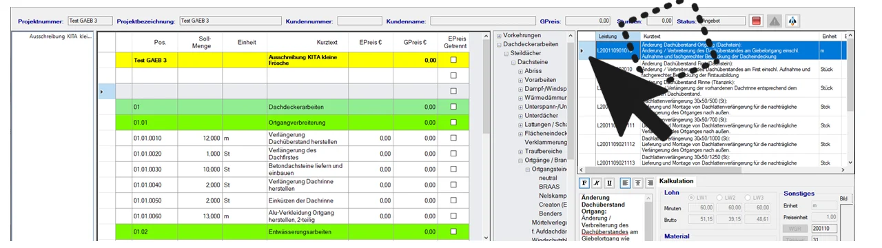 GAEB-Schnittstelle in smartDach GAEB-Datei und Leistungsverzeichnis in smartDach