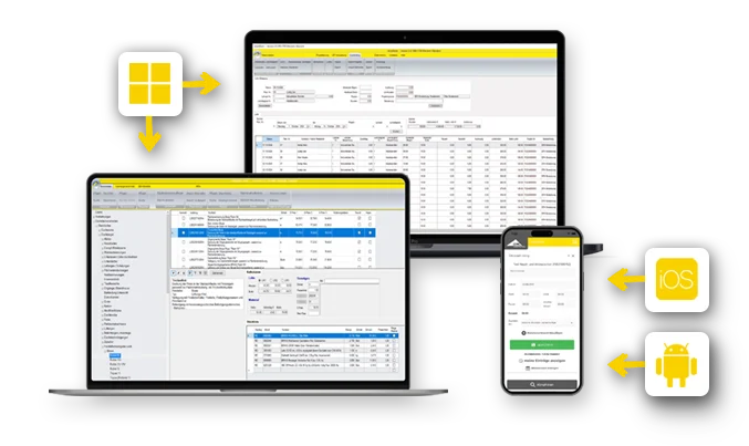 smartDach Software und App smartDach Software auf Desktop, Laptop und Smartphone mit App für iOS und Android